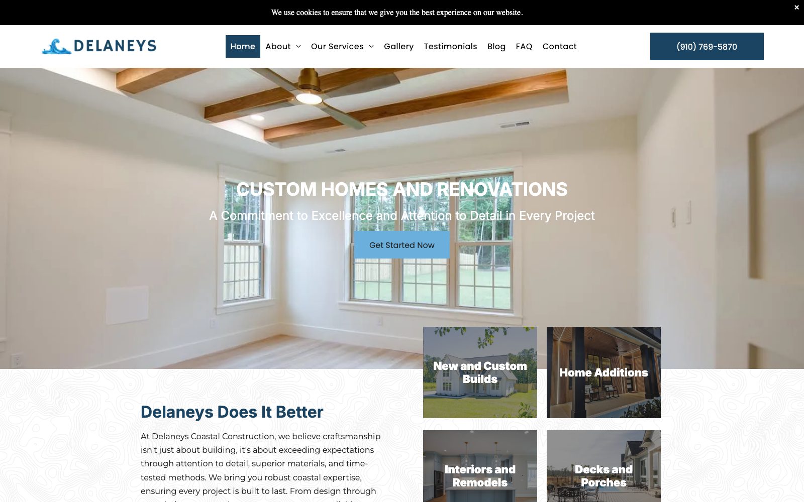 The current delaneyscoastalconstruction.com homepage